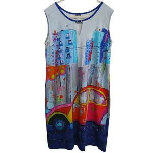 Rare Dolcezza art to wear tank dress women's size  L, Dopamine cotton  Op Art